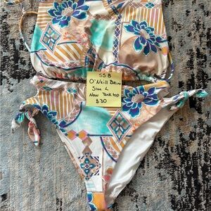 O'Neill Women's Floral Mosaic Tank One-Piece Swimsuit - Turquoise & Cream